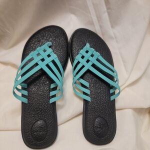 Sanuk Salty Yoga Black and Teal Women's Sandals